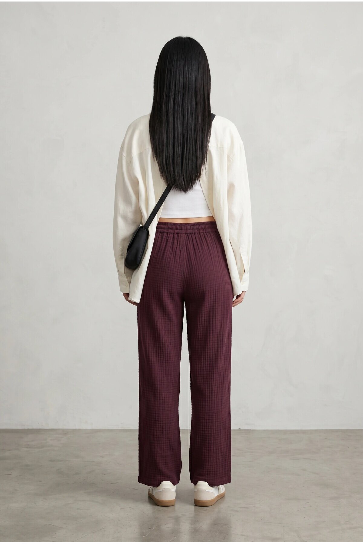 2234 Beli Lastikli Pantolon Bordo