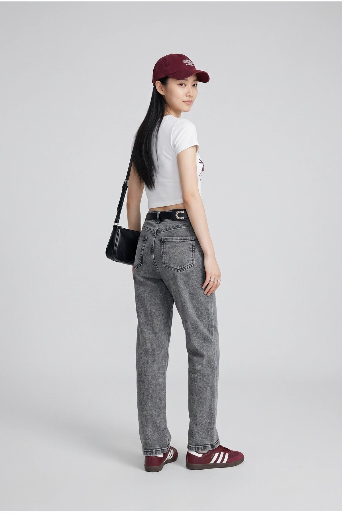 23438 Deri Kemerli Mom Jean Gri