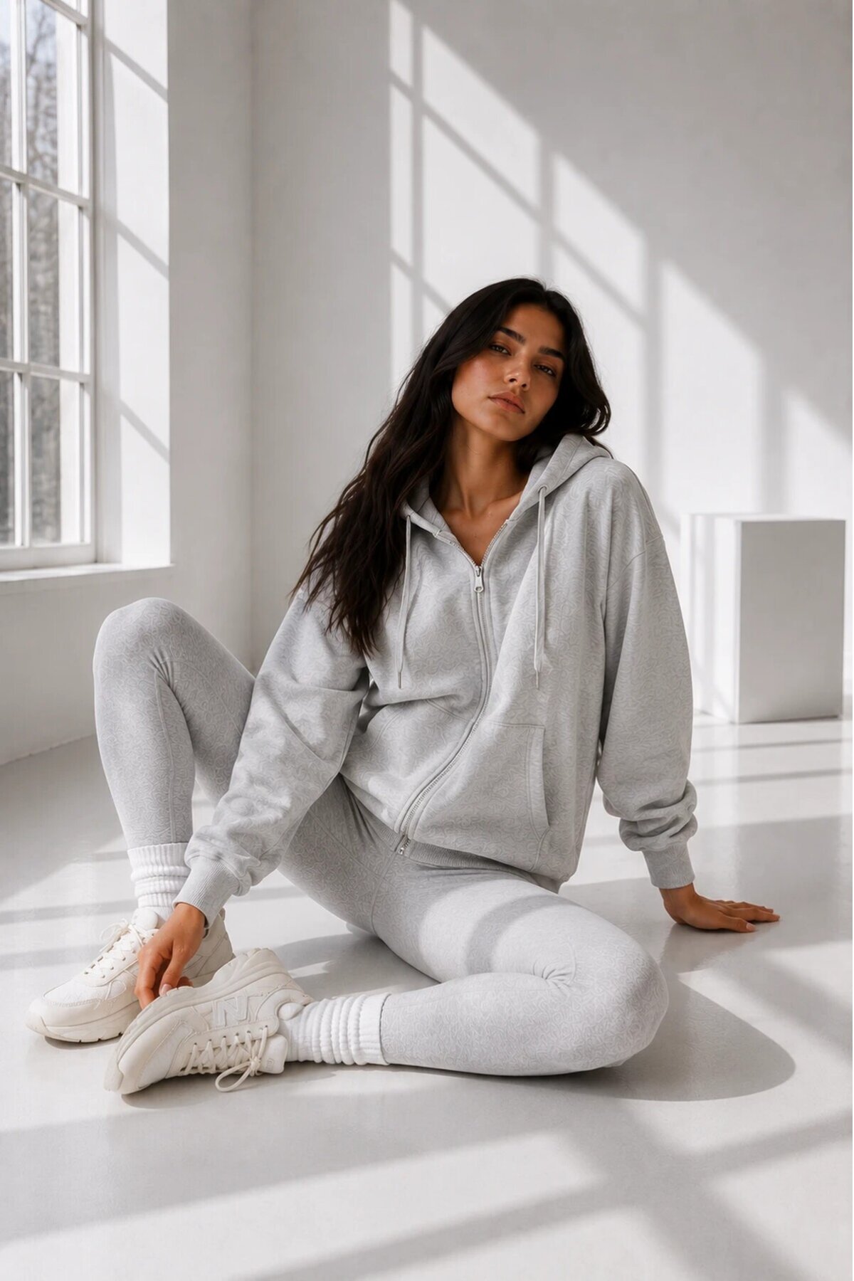 2501 Fermuarlı Kapüşonlu Sweatshirt Karmelanj