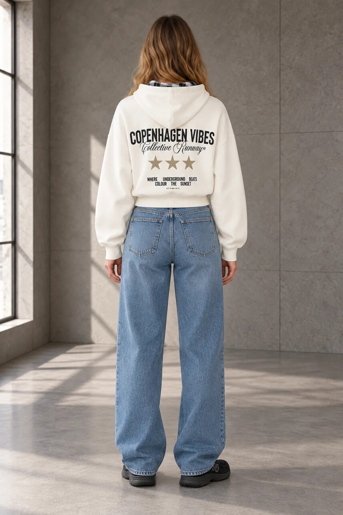 3364 Yazı Baskılı Sweat Ekru