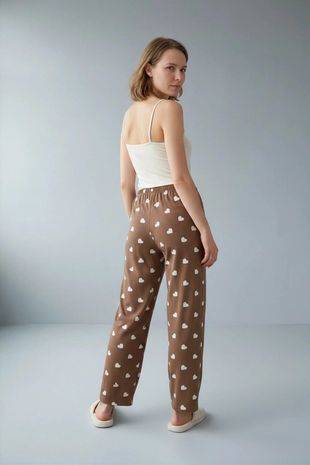 4522 Desenli Pijama Altı Vizon