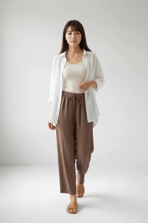 2234 Beli Lastikli Pantolon Kahve