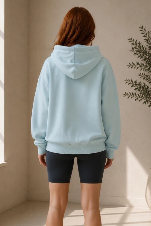 2501 Fermuarlı Kapüşonlu Sweatshirt Bebe Mavi