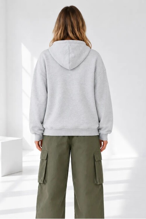 25122 Beli Lastikli Kapüşonlu Sweat Karmelanj