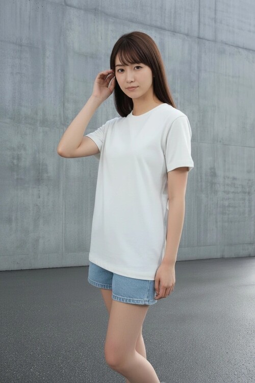 25503 Bisiklet Yaka Tshirt Beyaz