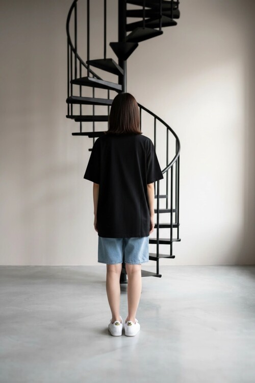 25952 Bisiklet Yaka Modal Tshirt Siyah