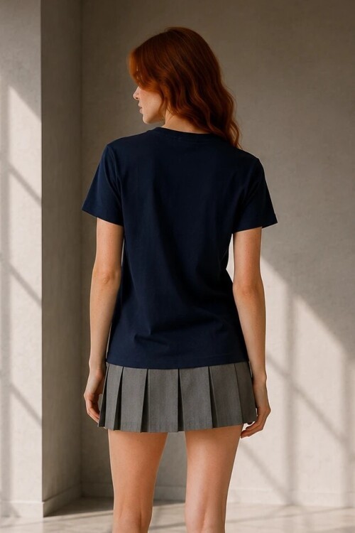 26948 V Yaka Tshirt Lacivert