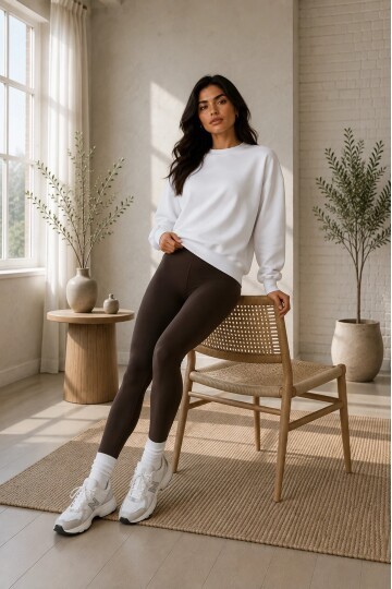 2513 Üç İplik Bisiklet Yaka Sweatshirt Ekru