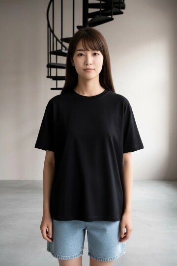 25952 Bisiklet Yaka Modal Tshirt Siyah