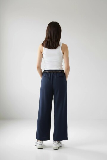 26530 Zincir Kemerli Pantolon Lacivert