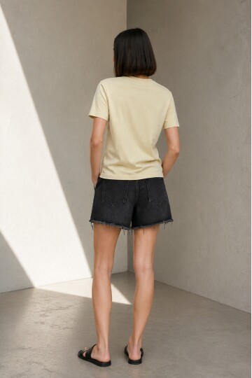 26650 Bisiklet Yaka Oversize Tshirt Sarı