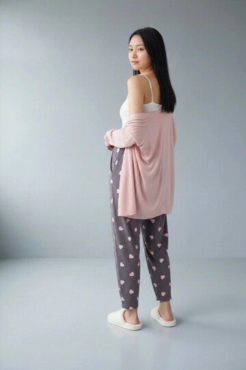 4522 Desenli Pijama Altı Gri