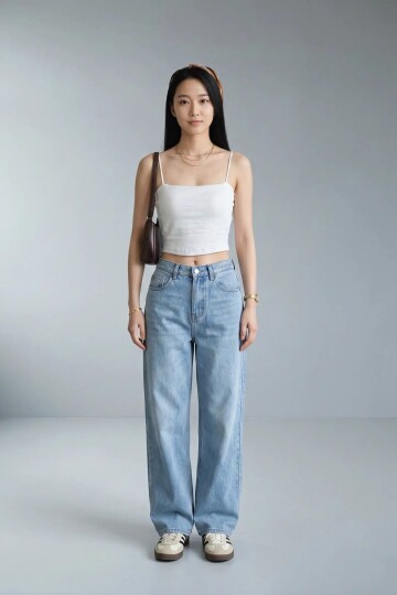 5053 Askılı Pedli Crop Ekru