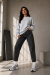 2513 Üç İplik Bisiklet Yaka Sweatshirt Karmelanj