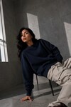 2513 Üç İplik Bisiklet Yaka Sweatshirt Lacivert