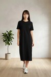 26674 Bisiklet Yaka Oversize Elbise Siyah