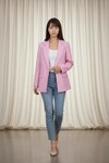 3226-3 Vatkalı Keten Ceket Pembe