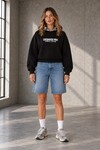 3364 Yazı Baskılı Sweat Siyah