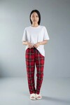 4517 Ekose Desen Pijama Altı Kırmızı