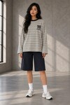 MB9611 Baskılı Uzun Kollu T-shirt Gri